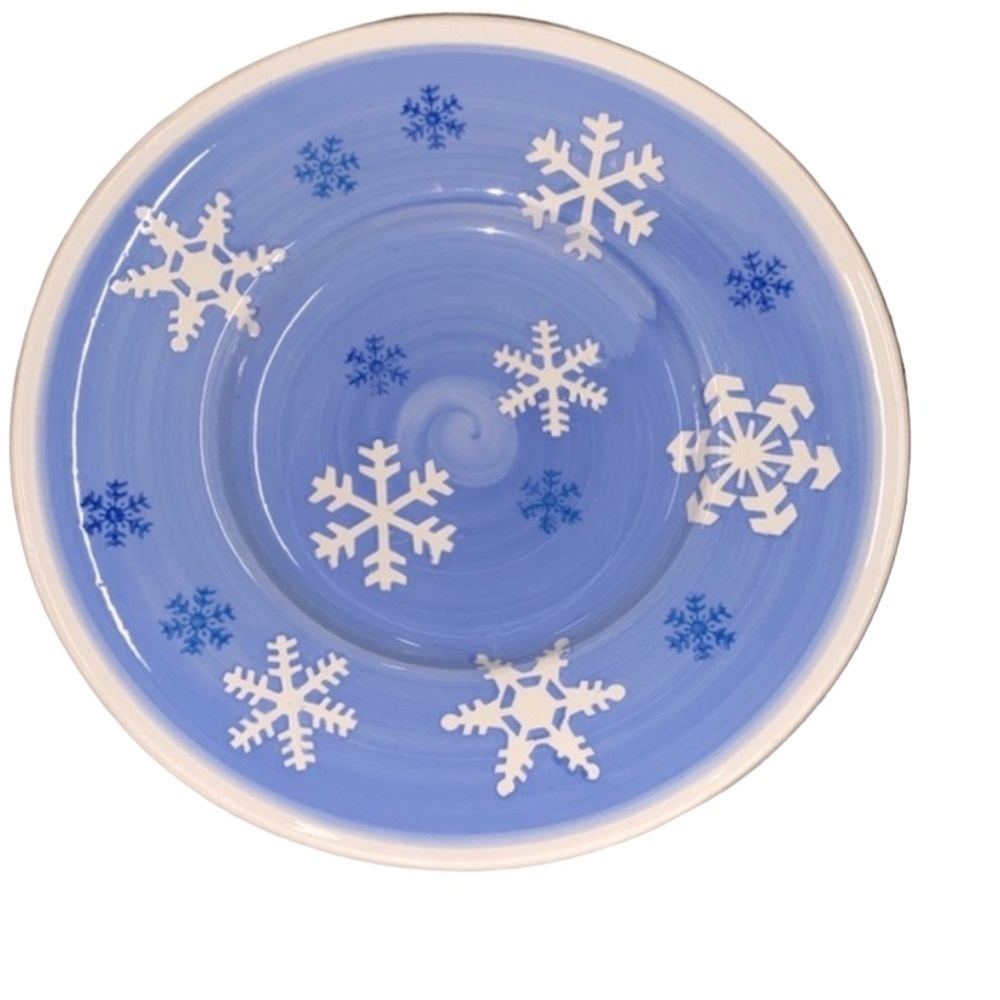 Eddie Bauer Christmas blue snowflake small ceramic plate